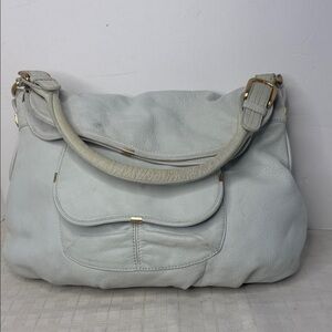 B. Makowsky Light Mint Green Leather Shoulder Bag
